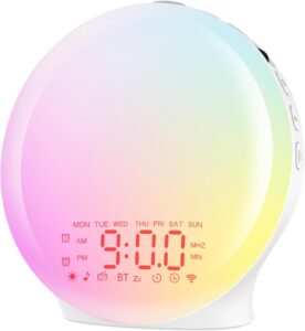 D'aube Réveil Lumière Bluetooth, Eveil Matin Lumineux Lampe de Chevet