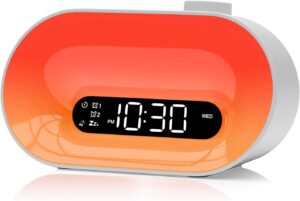 APUZOM Reveil Lumineux Simulateur d'Aube, Réveil Matin avec 2 Réveils
