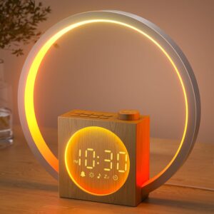 LIORQUE Réveil Simulateur d'Aube avec Lumière, 30 Sons, Alarme Snooze