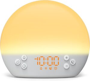 Réveil Lumineux Simulateur d'aube, Eveil Lumière Reveil Matin 12 Couleurs