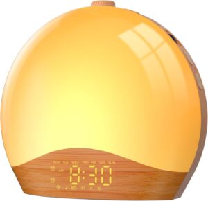 LIORQUE Radio Réveil Lumineux avec Eveil Lumière, Bluetooth, 2 Alarmes