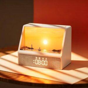 Reveil Simulateur D'aube avec Six Éclairages D'ambiance,Réveil Lumineux Comprend 12 Types