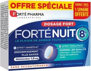 Forté Pharma Complément sommeil ForteNuit 8h Mélatonine GABA Plantes 30 cp