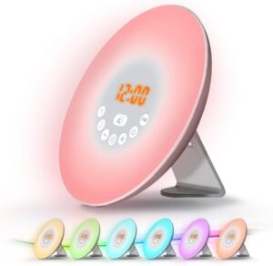 WE Radio Réveil Lumineux Lampe de Chevet Réveil Lumière LED Tactile Contrôle Sunrise, Suns