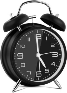 Vegena Rétro Réveil Matin à Double Cloche, Réveil Rétro Silencieux Horloge de Chevet avec