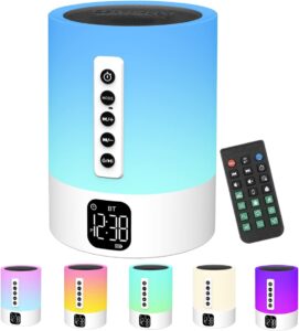 Réveil Enceinte Bluetooth Lampe de Chevet avec Machine à Bruit Blanc, Bruit Blanc Bébé Mul