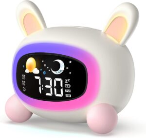 LEMNOI Réveil Enfant Reveil Enfant Educatif Jour/Nuit Lumineux LED Numerique Lampe Snooze