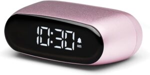 Lexon MINUT Mini Réveil Compact avec écran VA LCD Pure Black, Commande Tactile, Fonction S
