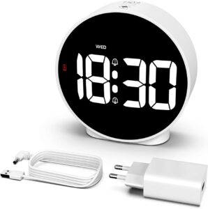 CHEREEKI Réveil Matin LED, Réveil Lumineux avec Affiche la Semaine, Fonction Snooze, 4 Lum