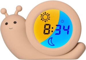 Alecto BC110BE Simon -Reveil Enfant, Reveil Enfant Educatif Jour/Nuit, Horloge Enfant Réve