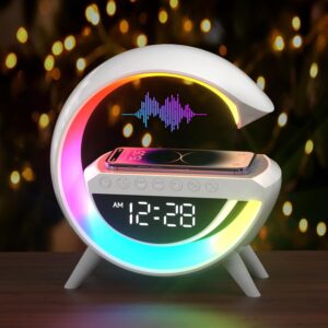 15W Chargeur sans fil Lampe Led Réveil Lampe d'ambiance Lampe de table intelligente avec h