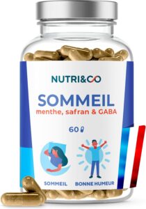 NUTRI&CO Formule Sommeil 3en1 | Menthe + Safran + GABA | 60 Gélules