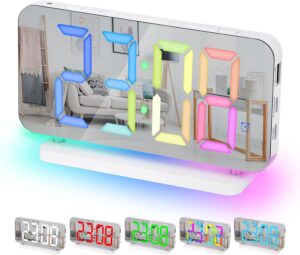 Sukeen Réveil, Horloge numérique LED 7,4", reveil Miroir avec Affichage de l'heure 11 Coul