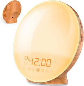Réveil Lumière Douceur LED Simulateur d'aube Horloge Lampe Niveaux de Luminosité Simulateu