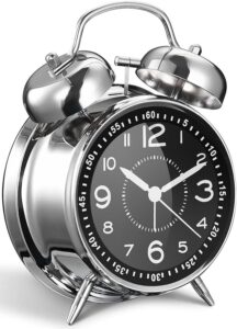 Azyh Réveil puissant pour les dormeurs profonds avec sans tic-tac, réveil à double cloche,