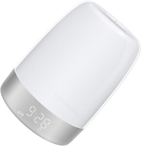 Alipis Réveil Simulateur D'aube LED Blanc Contrôle Tactile, Minuterie de Sommeil et Veille