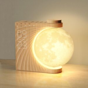 Lampe de Lune avec 2 Réveil Lumineux, Eveil Lumière LED, Reveil Simulateur d'aube, Réveil