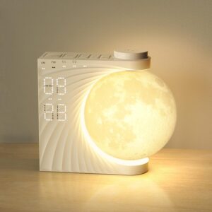 Lampe de Lune avec Réveil Lumineux,Eveil Lumière LED 8 Couleurs,Réveil et Machine Sonore a