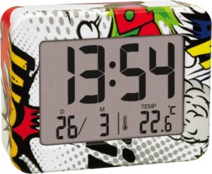 TFA Dostmann Mini réveil Comic Teenager, 60.2044.40, avec thermomètre intérieur, Fonctionn