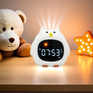 Réveil Veilleuse avec 9 Couleurs de Lumière et 6 Bruits Blancs, Horloge Numérique d'appren