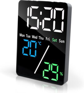 Lafocuse 5.7" Réveil Numérique LED Horloge Digitale, Reveil Matin avec 1 Charge USB, Tempé