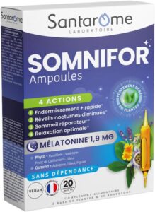 SANTAROME Somnifor Mélatonine 1,9 mg + Plantes - Sommeil - 20 Ampoules