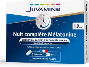 JUVAMINE Nuit Complète - Mélatonine 1,9mg - Sommeil Réparateur - 30 Cpr