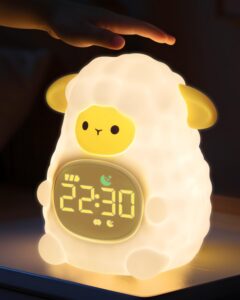 Yiliaw Réveil mouton pour enfants avec veilleuse, horloge d'entraînement au sommeil, révei