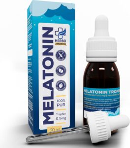 Gouttes de mélatonine – Mélatonine 1 mg gouttes – Sommeil doux et profond, sans effet de “
