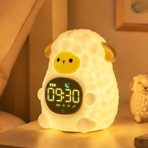 Mouton Réveil Enfant Éducatif Jour/Nuit Lumineux en Silicone avec Veilleuse – Réveil Éduca