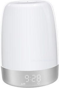 Réveil LED de Chevet Blanc à Minuterie, Lampe de Nuit Tactile