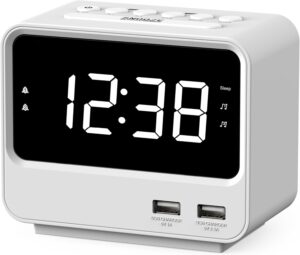 iTOMA Radio-réveil pour Chambre à Coucher avec Deux Ports de Charge USB, Gros Chiffres et