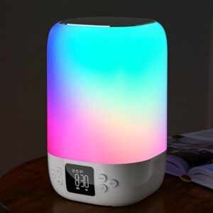 Réveil Enceinte Bluetooth avec Veilleuse, Reveil Lumineux avec Bruit Blanc