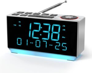 Radio-réveil DAB+ et FM avec Bluetooth, 40 préréglages, écouteurs, double réveil avec répé