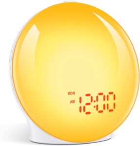 Cadrim Eveil Lumière Simulateur D'aube Sur Lampe De Chevet LED, 2 Alarmes Avec Fonction Sn