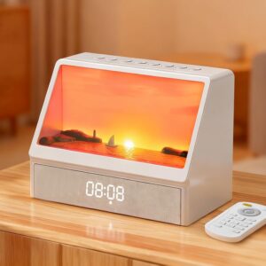 Simulateur d'Aube Réveil Matin Bruit Blanc avec Enceinte Bluetooth Lampe de Chevet Timing