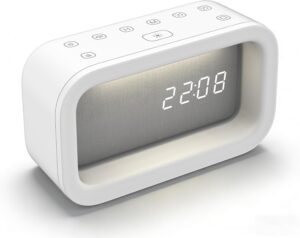 Bruit Blanc Veilleuse Réveils Lumiere, USB Piles Rechargeables 2 Modes Réveil Matin Numéri