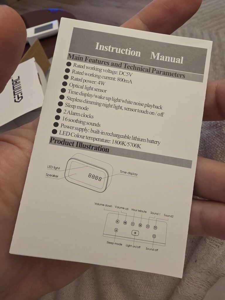 Manuel d'instruction du produit avec les caractéristiques techniques