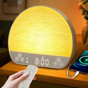 Réveil Lumineux Simulateur d'Aube, Reveil Matin Lampe de Chevet 2 Réveils