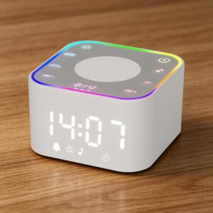 HUO JI Machine à bruit blanc et réveil numérique 30 sons non bouclés pour un sommeil profo
