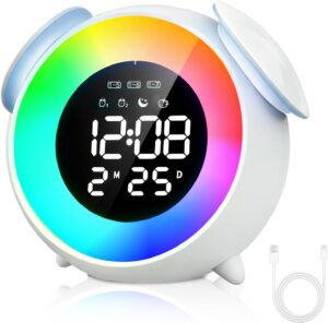 BORDEAG Réveil pour enfants, entraîneur de sommeil pour enfants, avec veilleuse 15 couleur
