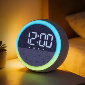 Bruit Blanc Adulte Sommeil Veilleuse Réveil Numérique avec Timer, Night Light Bruit Blanc