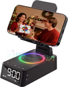 Cadeau Homme Enceinte Bluetooth Portable Réveil Support Téléphone