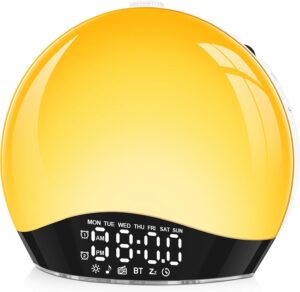 Eveil Lumière Simulateur D'aube Sur Lampe De Chevet LED, 2 Alarmes Avec Fonction Snooze, 1
