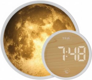 TFA Dostmann Réveil Lumineux numérique avec éclairage d'ambiance, 60.2050, Film Lunaire, v