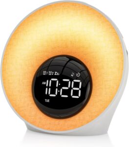 Réveil Simulateur d'Aube, Reveil Lumineux avec 2 Alarmes, Snooze
