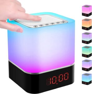 5-en-1 Réveil Lumineux avec Enceinte Bluetooth, Lampe de Chevet Tactile & Machine à Bruit