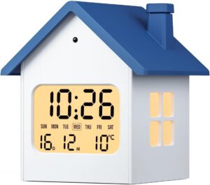 Réveil, Réveil Numérique en Forme de Maison, Affichage Température et Date, Fonction Snooz