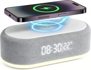Réveil Chargeur Induction 3 en 1, Horloge Numérique LED, Chargeur Induction