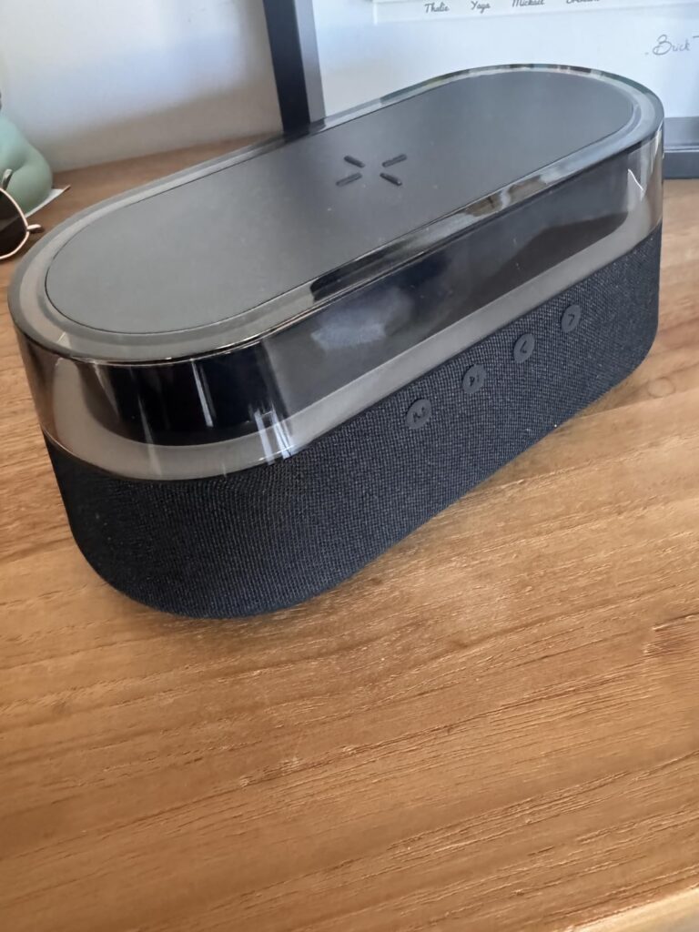 Enceinte Bluetooth Radio Double Réveil Chargeur Induction… photographié par Mickael, acheteur
